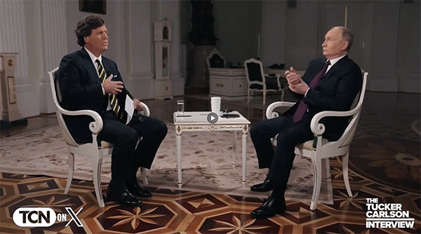 Tucker Carlson und Wladimir Putin im Gespräch